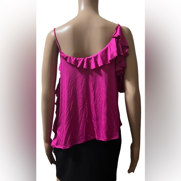 Anthropologie Asymmetrical Ruffle Cami Tank Top Hot Pink Raspberry Size … - Picture 7 of 10